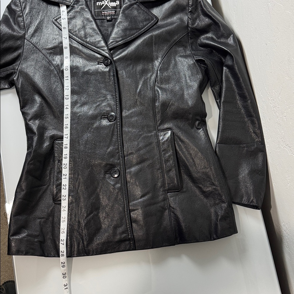 Maxima by Wilsons button down black leather jacket M - Picture 11 of 12